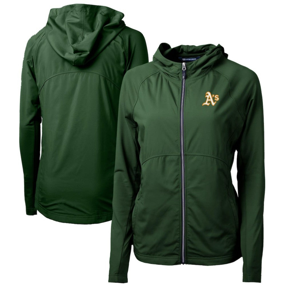 Athletics Cutter & Buck Women's Adapt Eco Knit Hybrid Recycled Full-Zip Hoodie Hunter Green