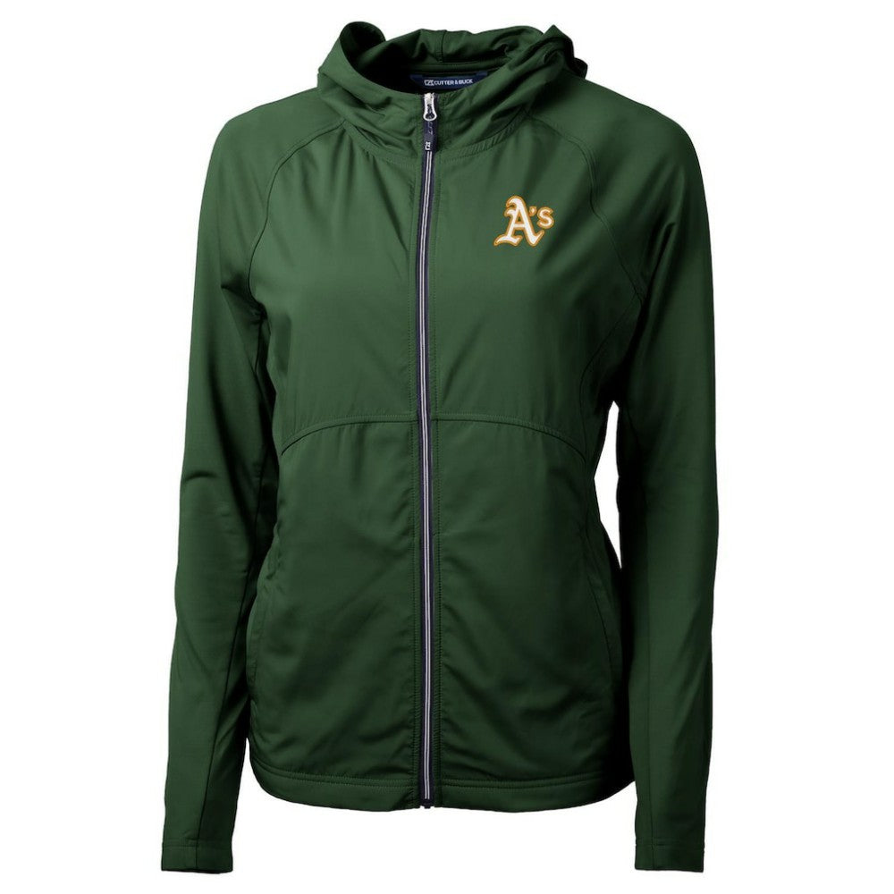 Athletics Cutter & Buck Women's Adapt Eco Knit Hybrid Recycled Full-Zip Hoodie Hunter Green