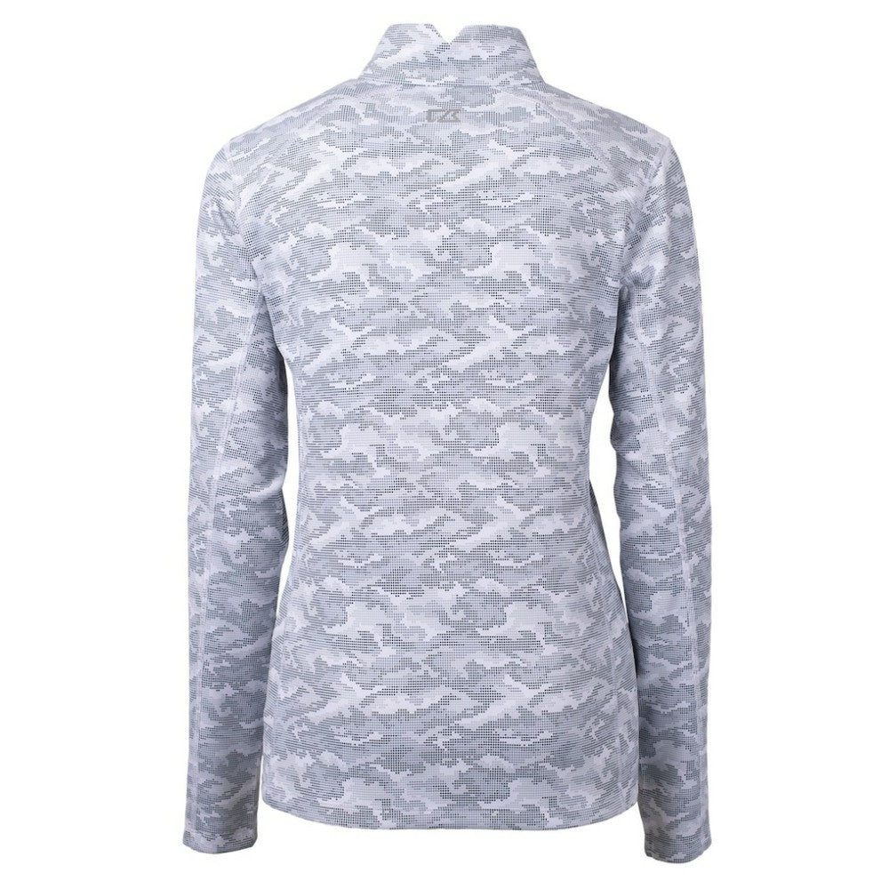 New York Yankees Cutter & Buck Women's Traverse Camo Print Stretch Quarter-Zip Pullover Top Charcoal