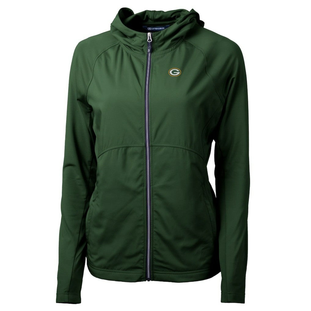 Green Bay Packers Cutter & Buck Women's Adapt Eco Knit Hybrid Recycled Full-Zip Hoodie - Hunter Green outlet