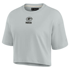 Green Bay Packers Women's Elements Super Soft Boxy Cropped T-Shirt - Gray outlet