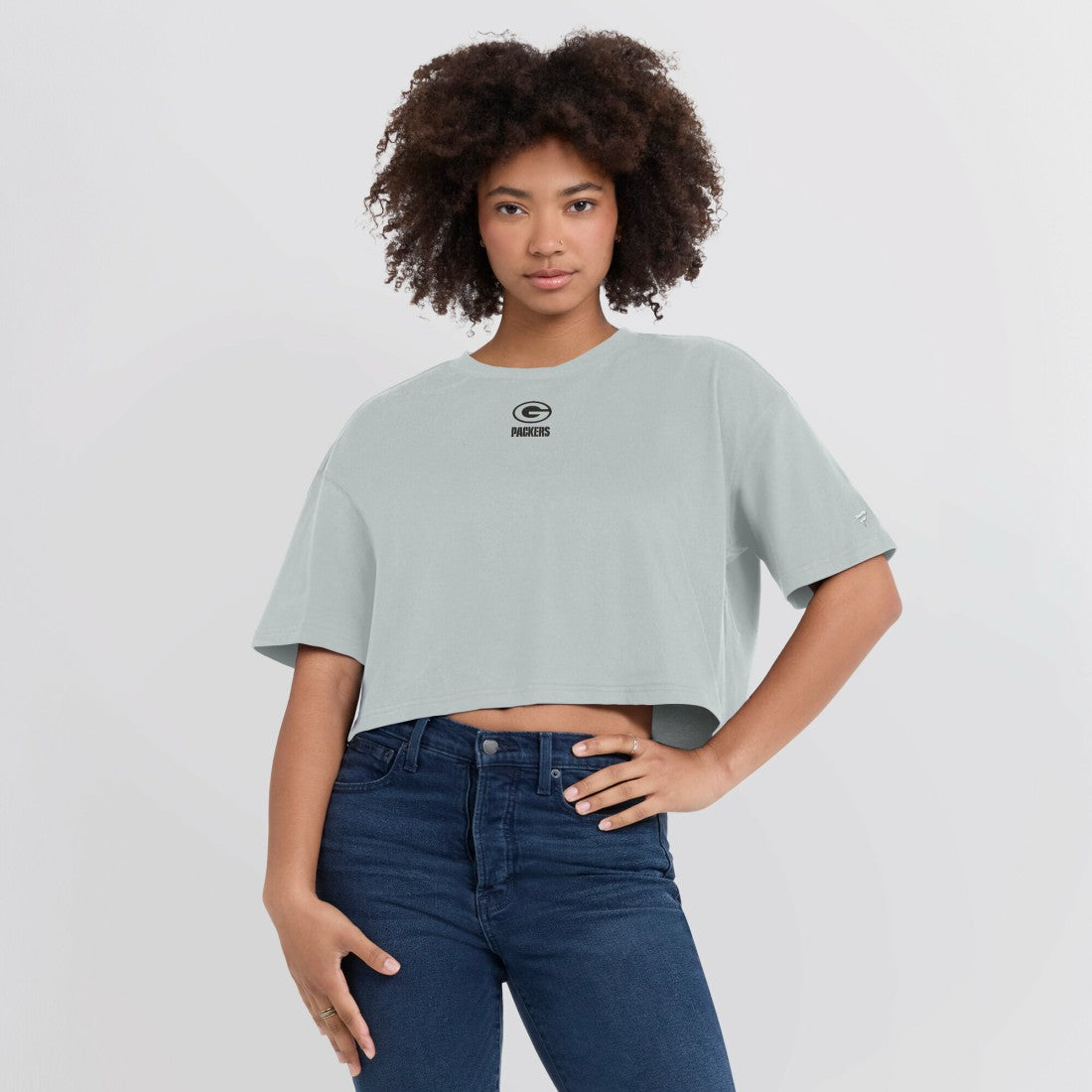 Green Bay Packers Women's Elements Super Soft Boxy Cropped T-Shirt - Gray outlet