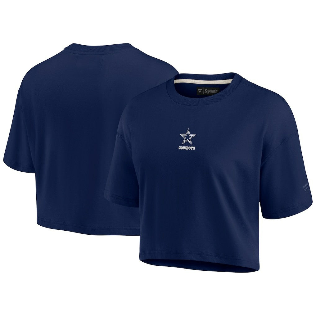 Dallas Cowboys Women's Elements Super Soft Boxy Cropped T-Shirt - Navy cheap