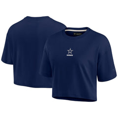 Dallas Cowboys Women's Elements Super Soft Boxy Cropped T-Shirt - Navy cheap