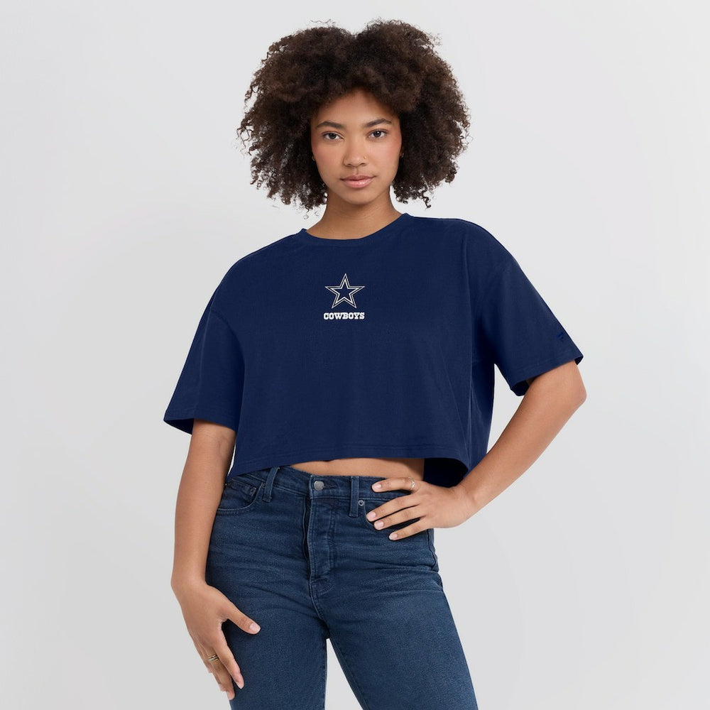 Dallas Cowboys Women's Elements Super Soft Boxy Cropped T-Shirt - Navy cheap