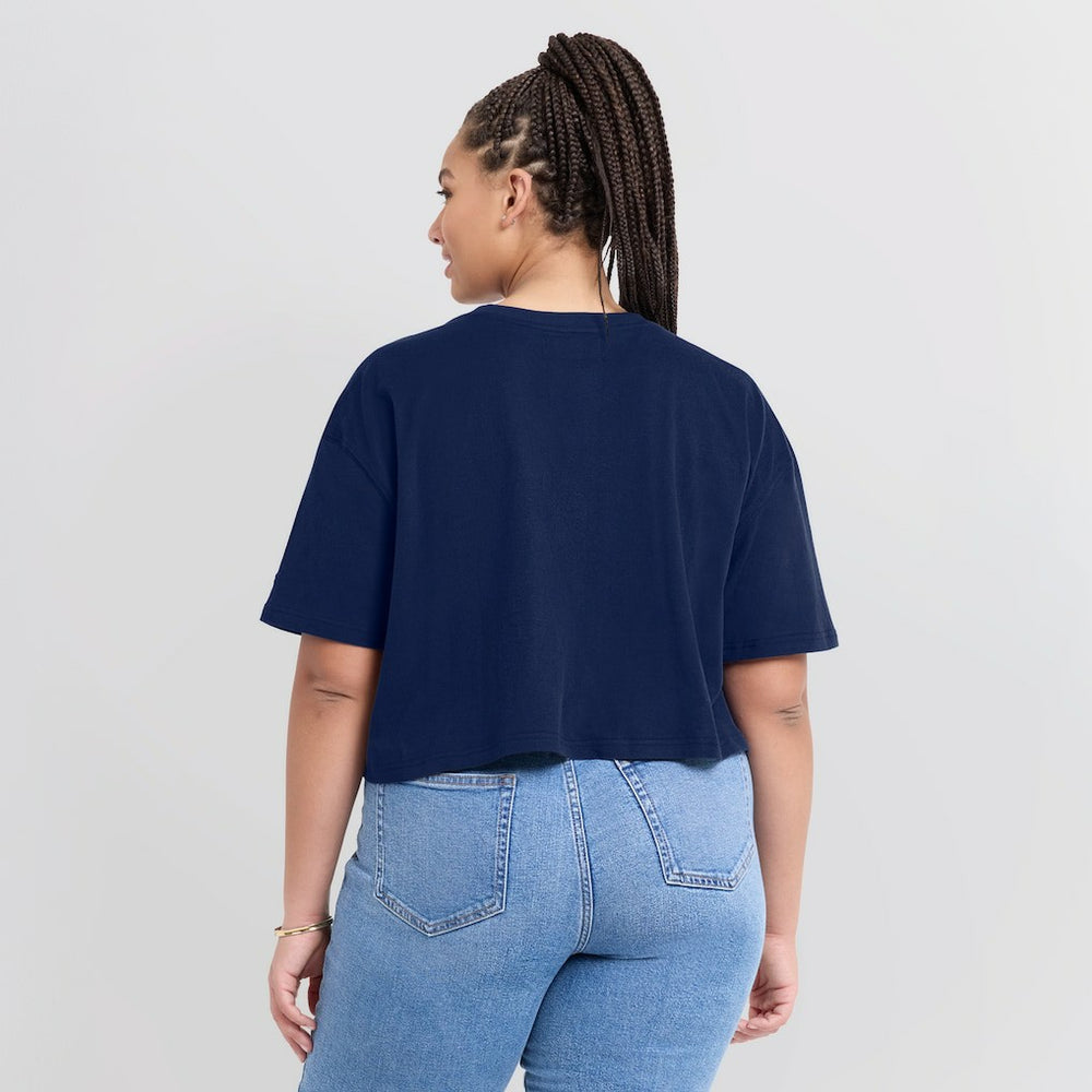 Dallas Cowboys Women's Elements Super Soft Boxy Cropped T-Shirt - Navy cheap