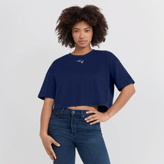 New England Patriots Women's Elements Super Soft Boxy Cropped T-Shirt - Navy cheap