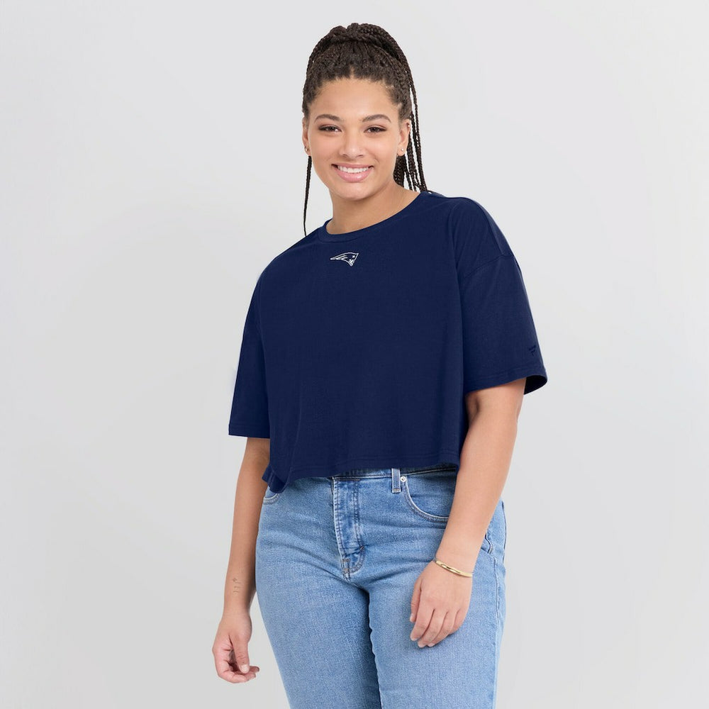 New England Patriots Women's Elements Super Soft Boxy Cropped T-Shirt - Navy cheap