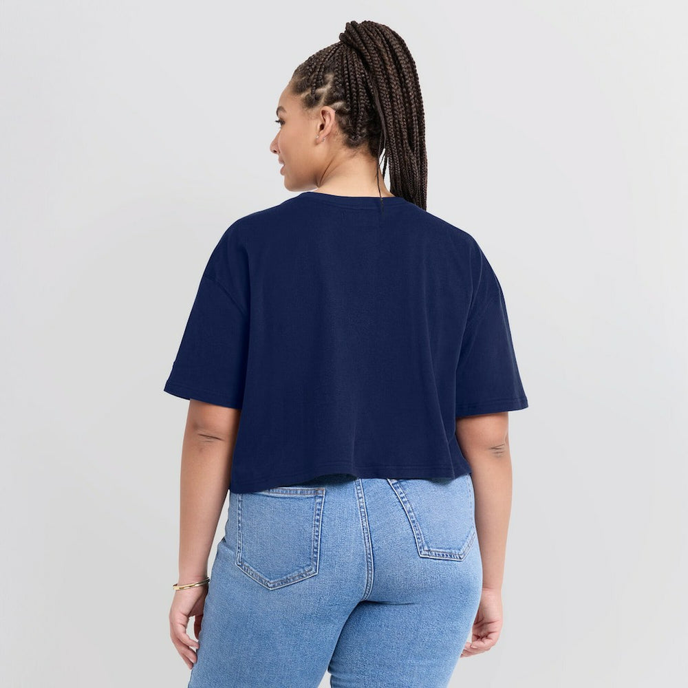 New England Patriots Women's Elements Super Soft Boxy Cropped T-Shirt - Navy cheap