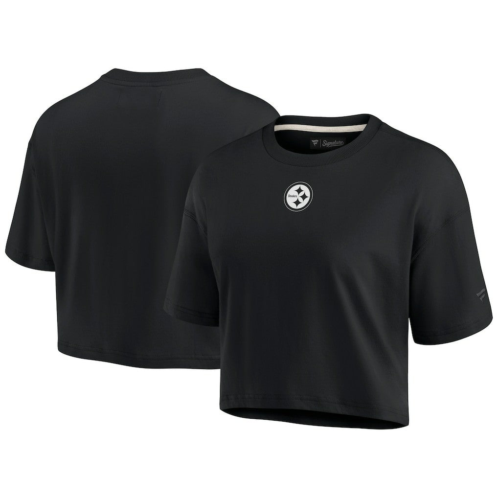Pittsburgh Steelers Women's Elements Super Soft Boxy Cropped T-Shirt - Black online