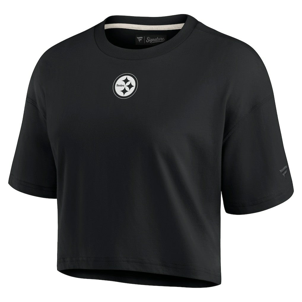 Pittsburgh Steelers Women's Elements Super Soft Boxy Cropped T-Shirt - Black online