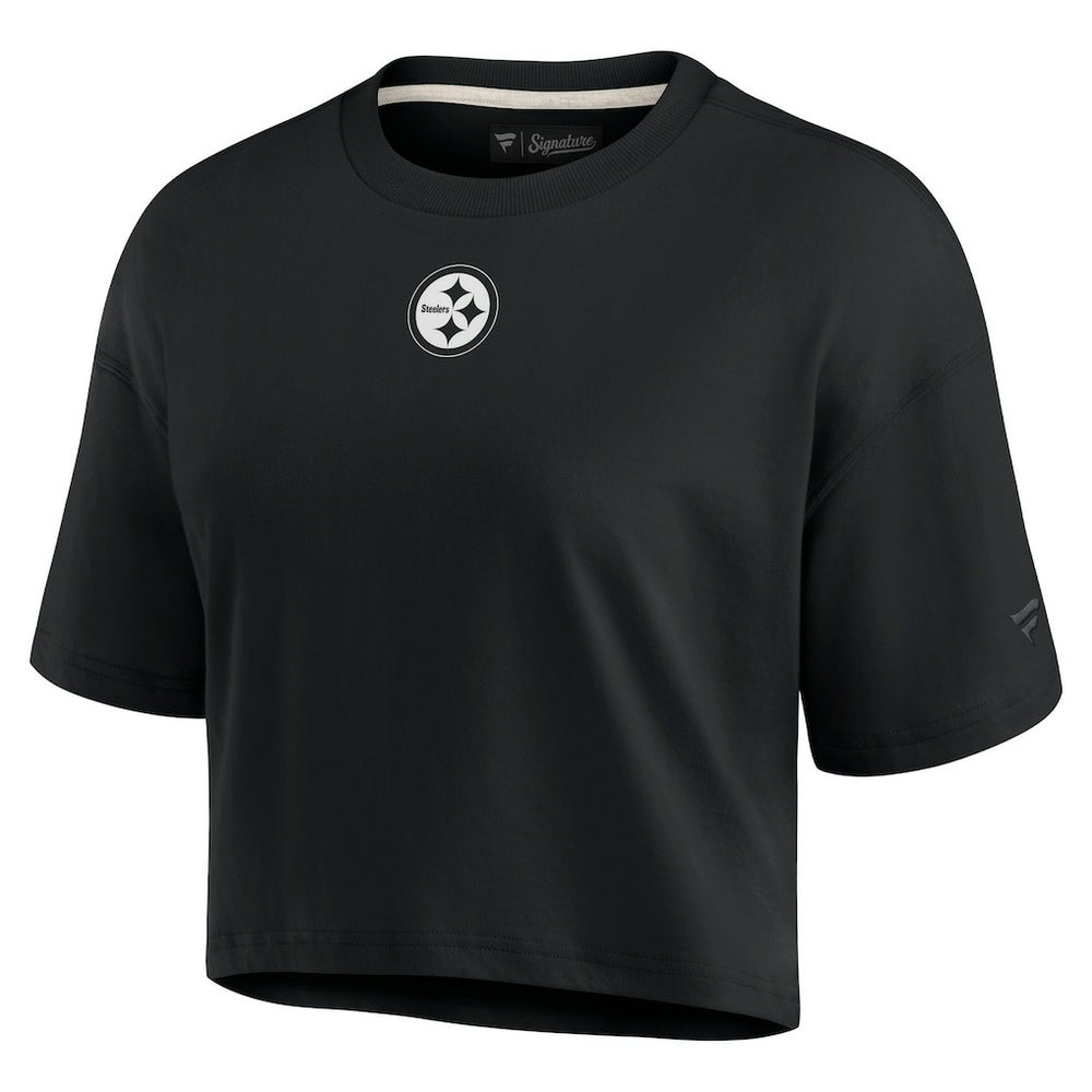 Pittsburgh Steelers Women's Elements Super Soft Boxy Cropped T-Shirt - Black online