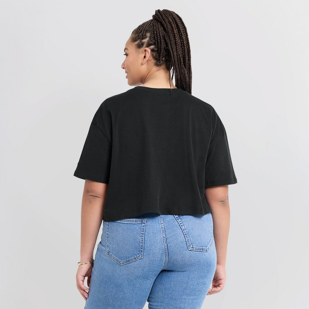 New Orleans Saints Women's Elements Super Soft Boxy Cropped T-Shirt - Black for sale