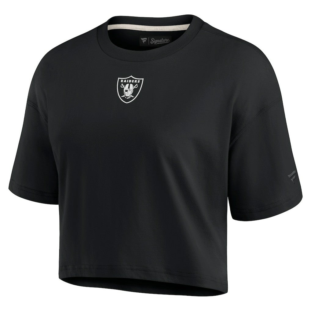Las Vegas Raiders Women's Elements Super Soft Boxy Cropped T-Shirt - Black sale