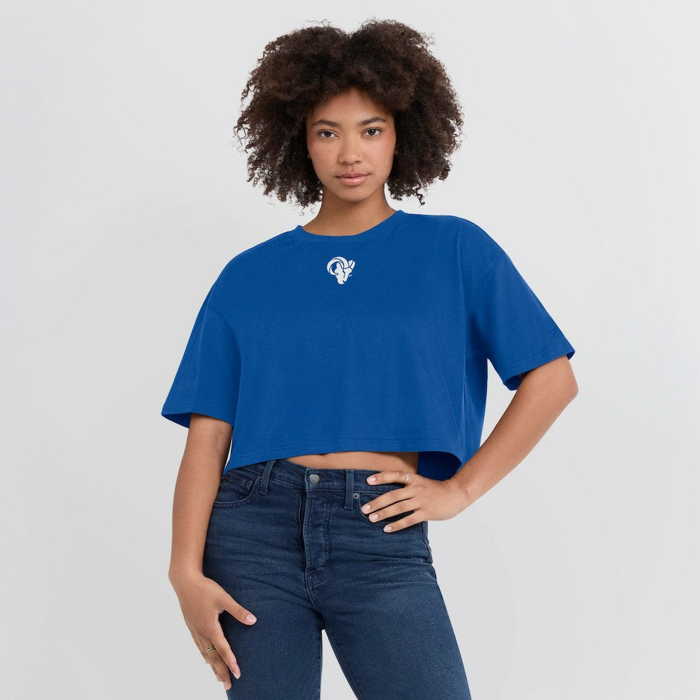 Los Angeles Rams Women's Elements Super Soft Boxy Cropped T-Shirt - Royal for sale