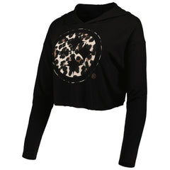 T.J. Watt Pittsburgh Steelers Majestic Threads Women's Leopard Player Name & Number Long Sleeve Cropped Hoodie - Black outlet