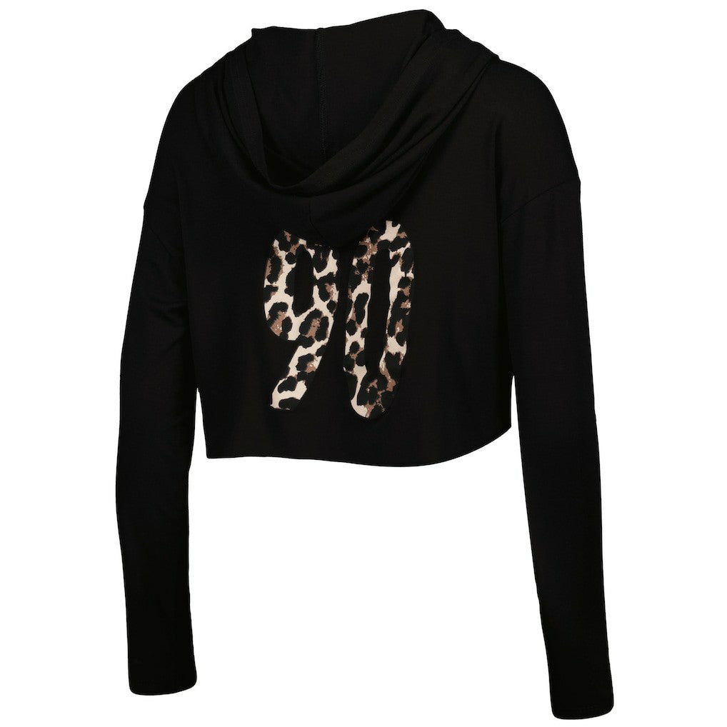 T.J. Watt Pittsburgh Steelers Majestic Threads Women's Leopard Player Name & Number Long Sleeve Cropped Hoodie - Black outlet