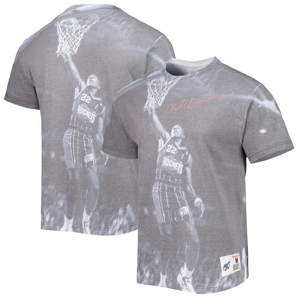Clyde Drexler Houston Rockets Above The Rim T-Shirt - Heather Gray on sale