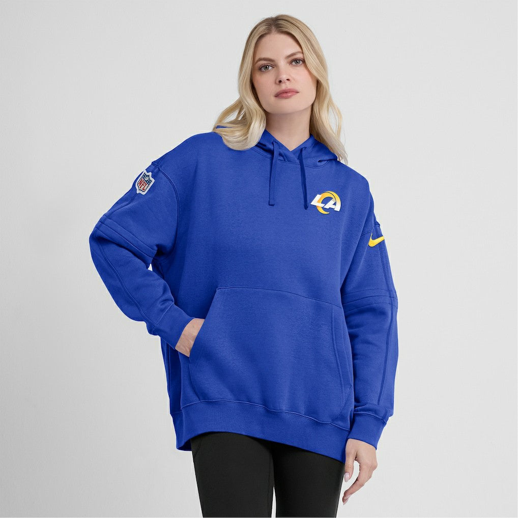 Los Angeles Rams Women's 2023 Sideline Club Fleece Pullover Hoodie - Royal for sale