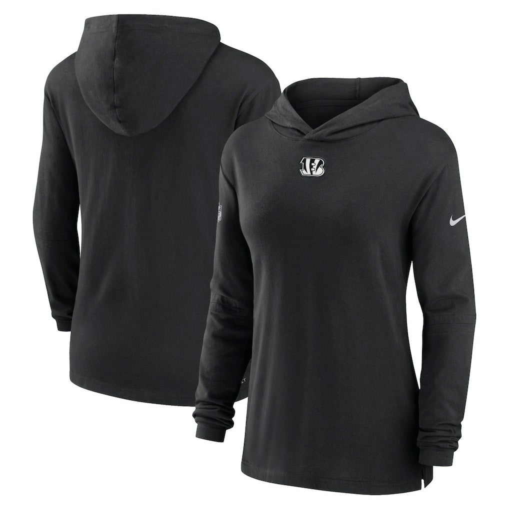Cincinnati Bengals Women's Sideline Performance Long Sleeve Hoodie T-Shirt - Black sale