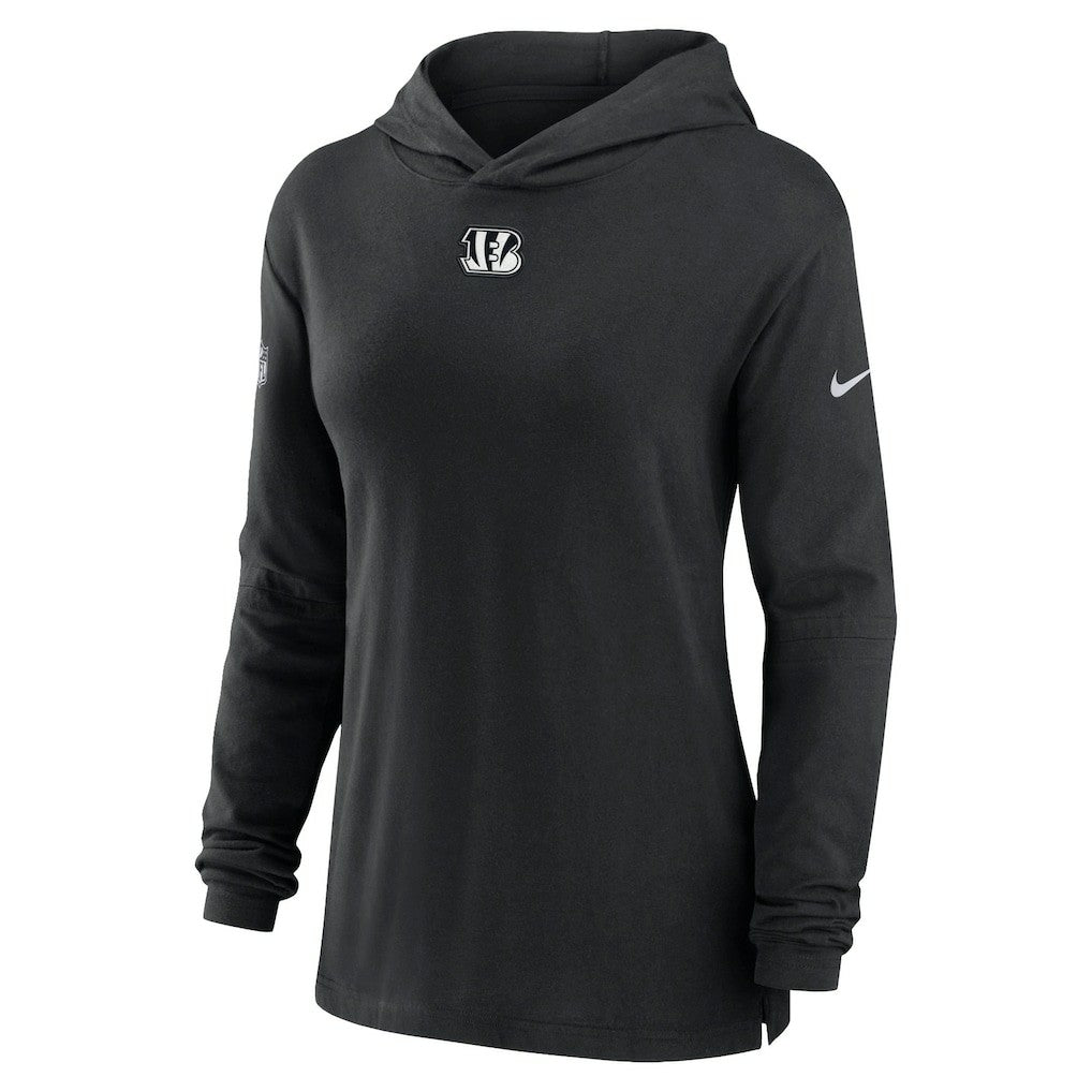 Cincinnati Bengals Women's Sideline Performance Long Sleeve Hoodie T-Shirt - Black sale