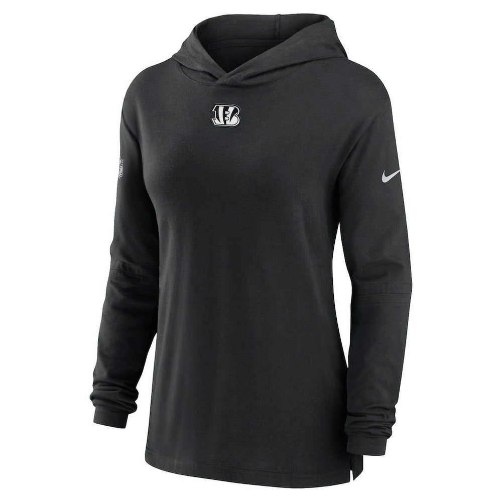 Cincinnati Bengals Women's Sideline Performance Long Sleeve Hoodie T-Shirt - Black sale