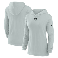Las Vegas Raiders Women's Sideline Performance Long Sleeve Hoodie T-Shirt - Silver on sale