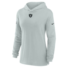 Las Vegas Raiders Women's Sideline Performance Long Sleeve Hoodie T-Shirt - Silver on sale