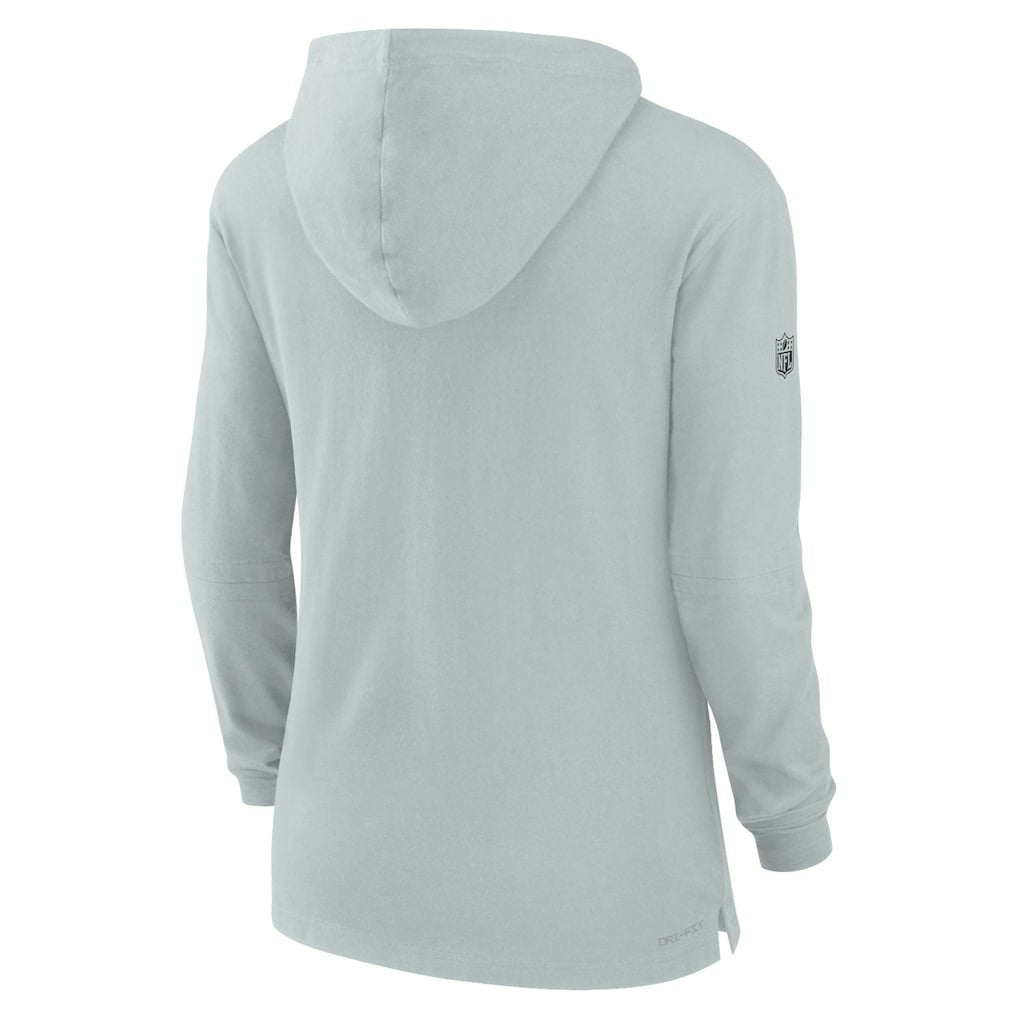Las Vegas Raiders Women's Sideline Performance Long Sleeve Hoodie T-Shirt - Silver on sale