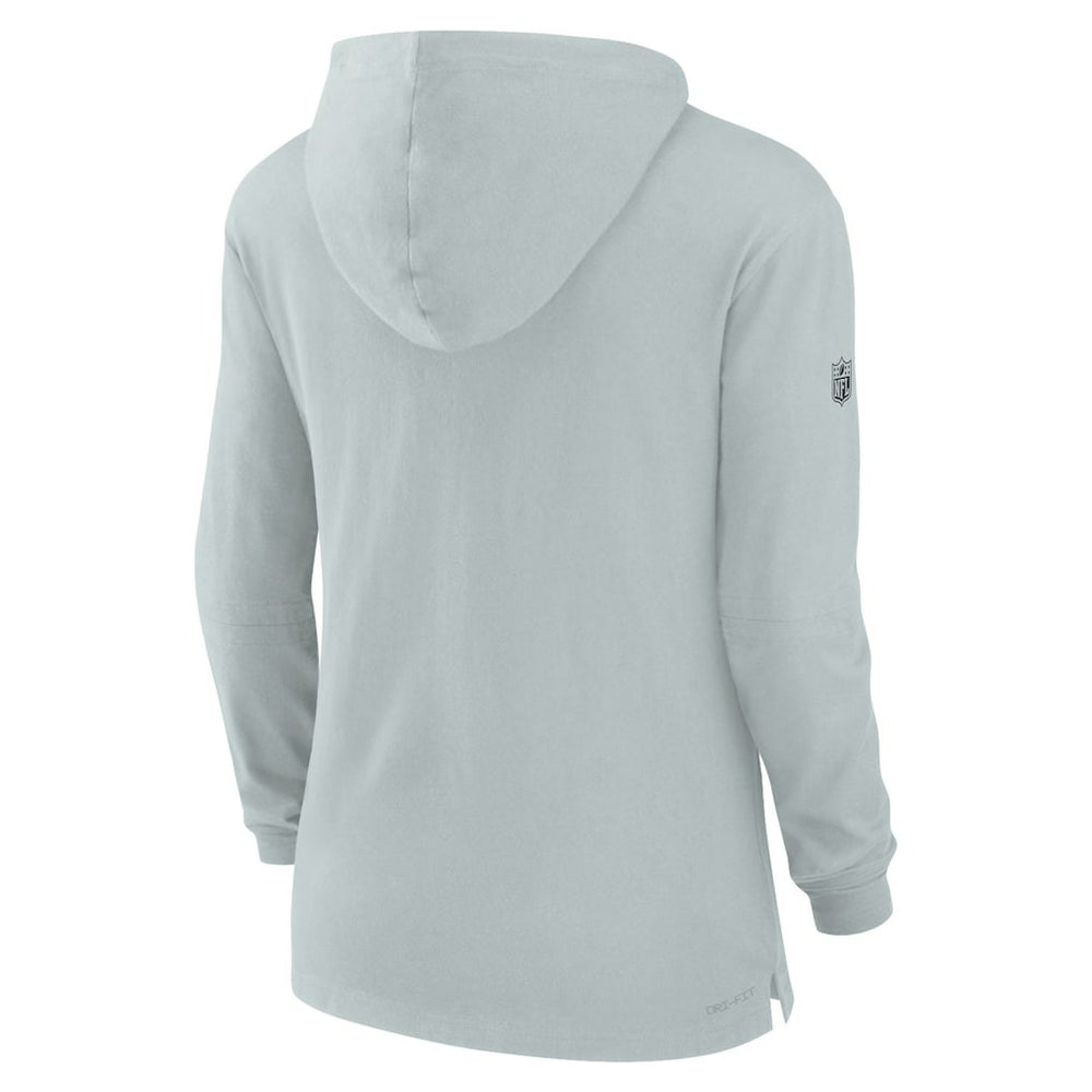Las Vegas Raiders Women's Sideline Performance Long Sleeve Hoodie T-Shirt - Silver on sale