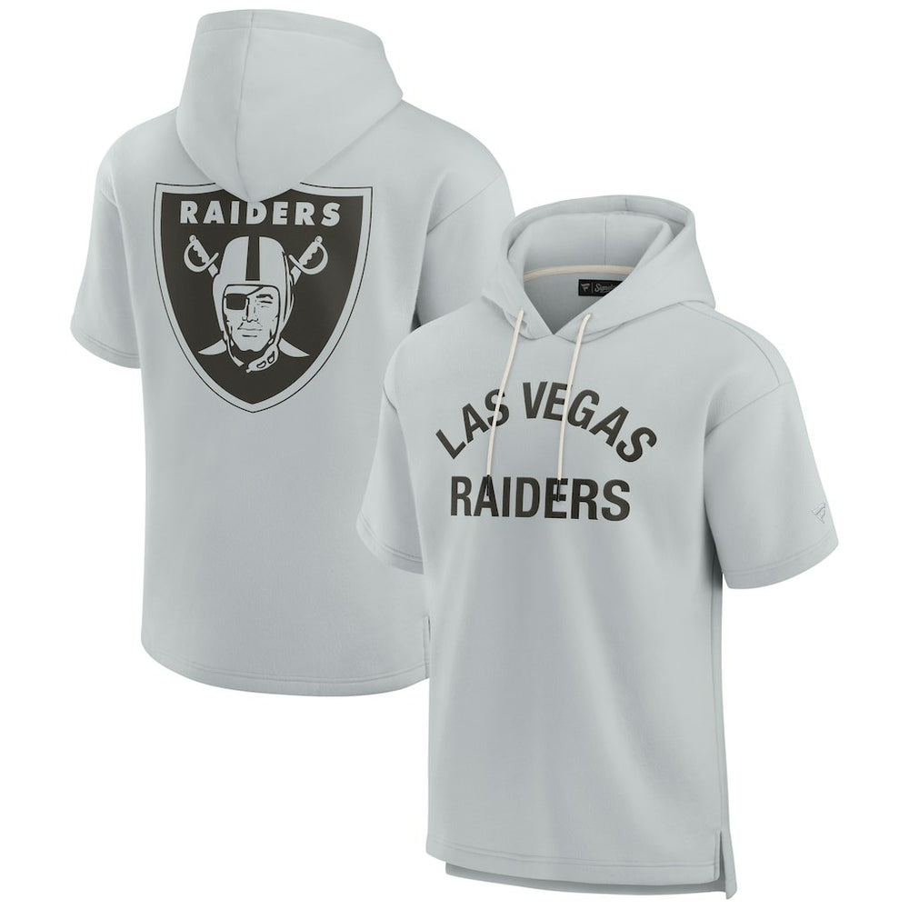 Las Vegas Raiders Unisex Elements Super Soft Fleece Short Sleeve Pullover Hoodie - Gray discount