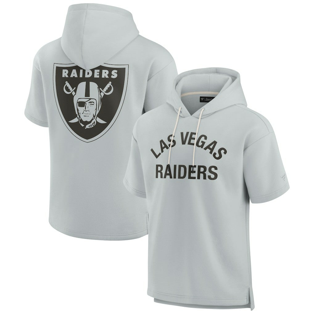 Las Vegas Raiders Unisex Elements Super Soft Fleece Short Sleeve Pullover Hoodie - Gray discount