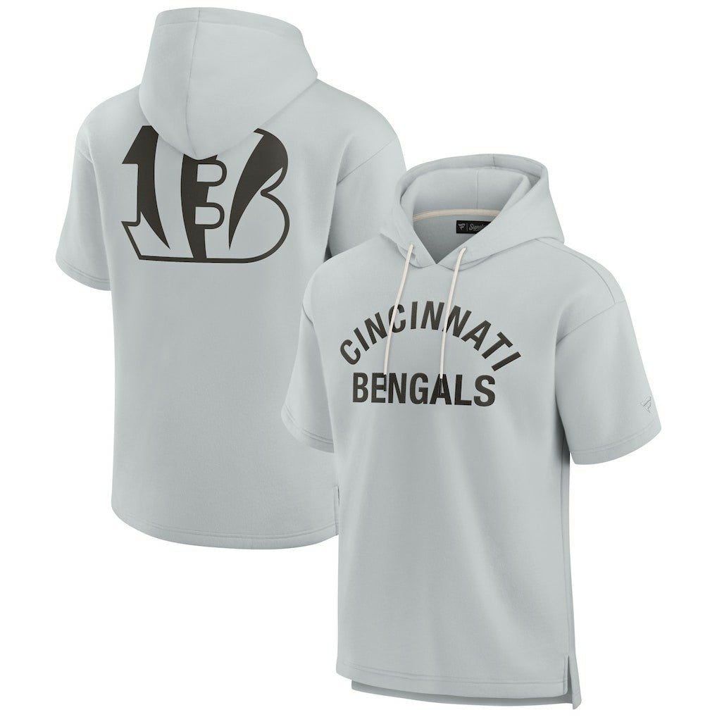 Cincinnati Bengals Unisex Elements Super Soft Fleece Short Sleeve Pullover Hoodie - Gray discount