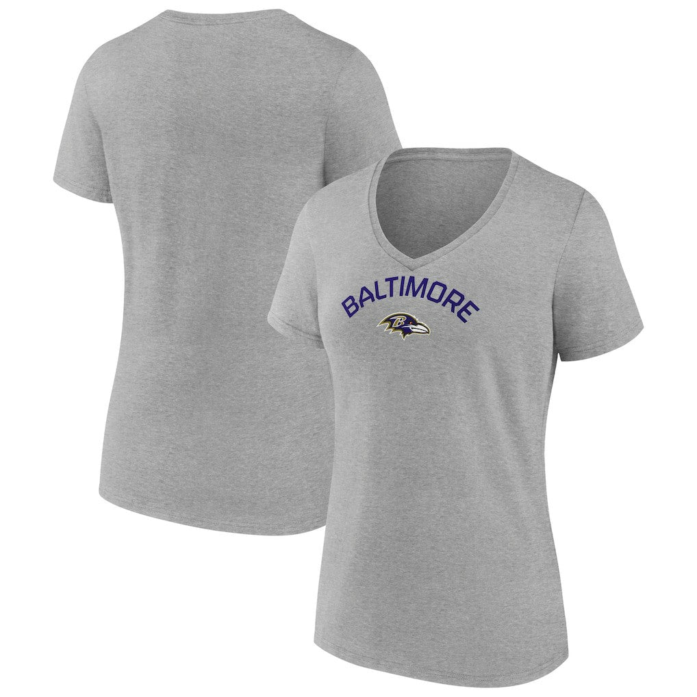 Baltimore Ravens Women's Team Arc V-Neck T-Shirt - Heather Gray cheap