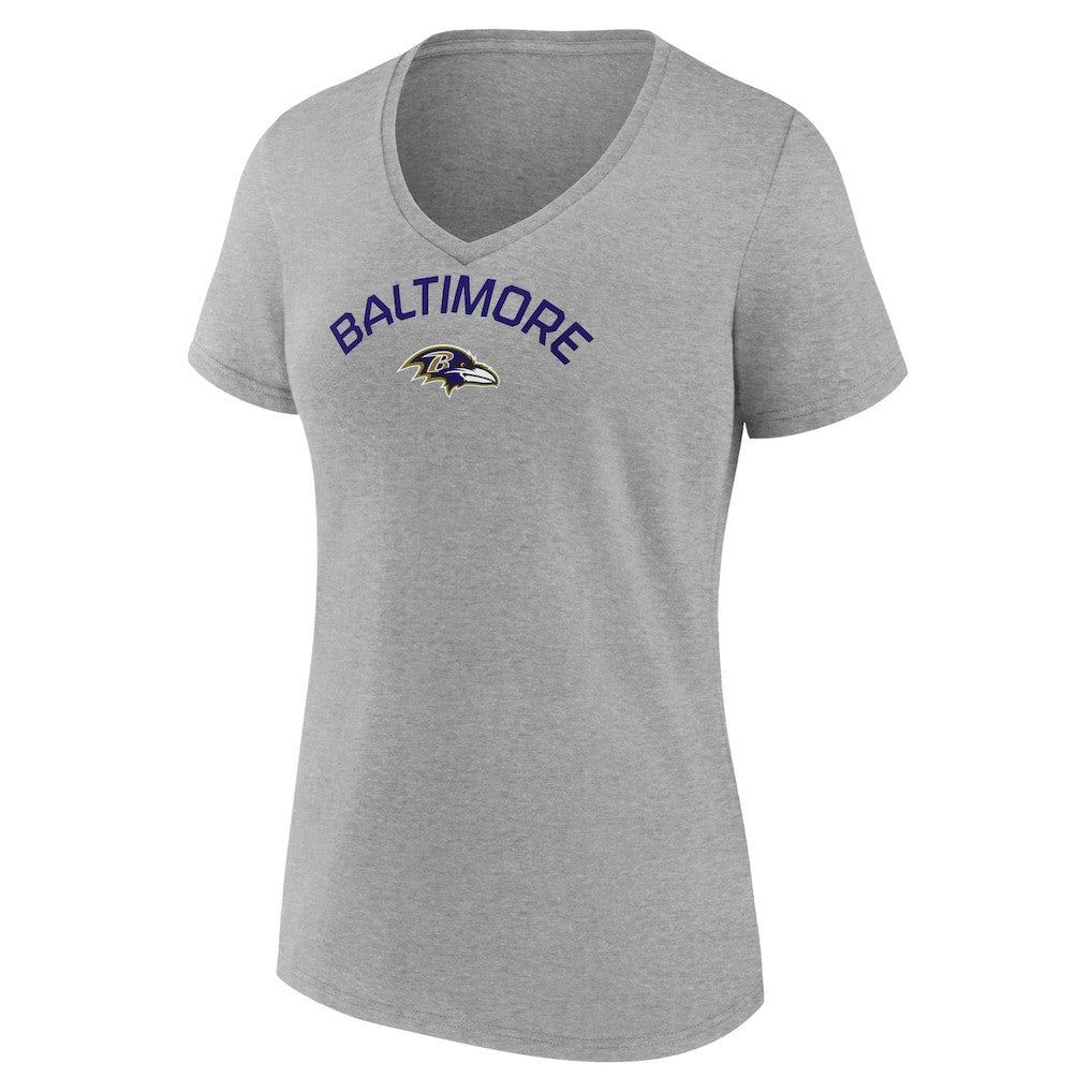 Baltimore Ravens Women's Team Arc V-Neck T-Shirt - Heather Gray cheap
