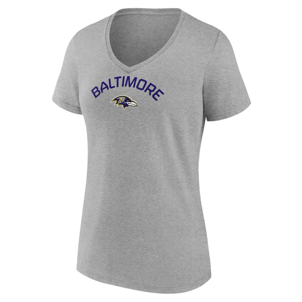 Baltimore Ravens Women's Team Arc V-Neck T-Shirt - Heather Gray cheap