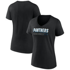 Carolina Panthers Women's Primary Play V-Neck T-Shirt - Black on sale