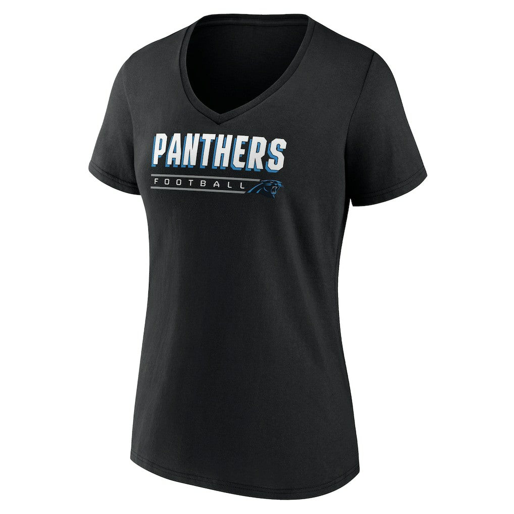 Carolina Panthers Women's Primary Play V-Neck T-Shirt - Black on sale