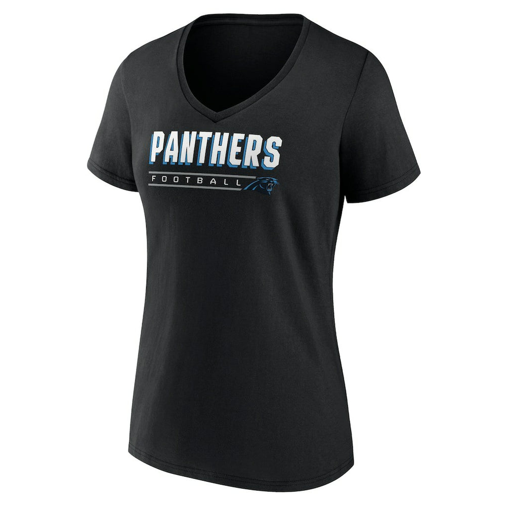 Carolina Panthers Women's Primary Play V-Neck T-Shirt - Black on sale