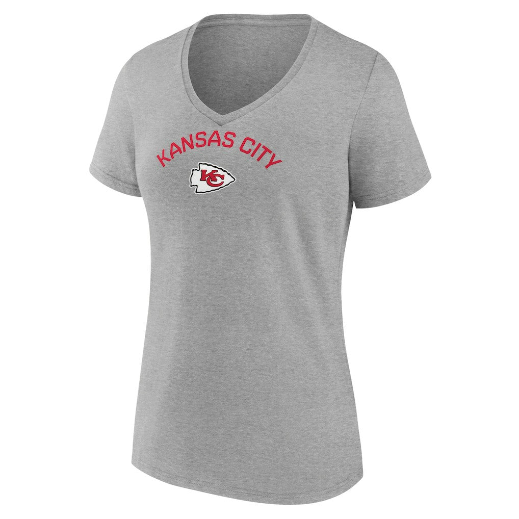 Kansas City Chiefs Women's Team Arc V-Neck T-Shirt - Heather Gray cheap