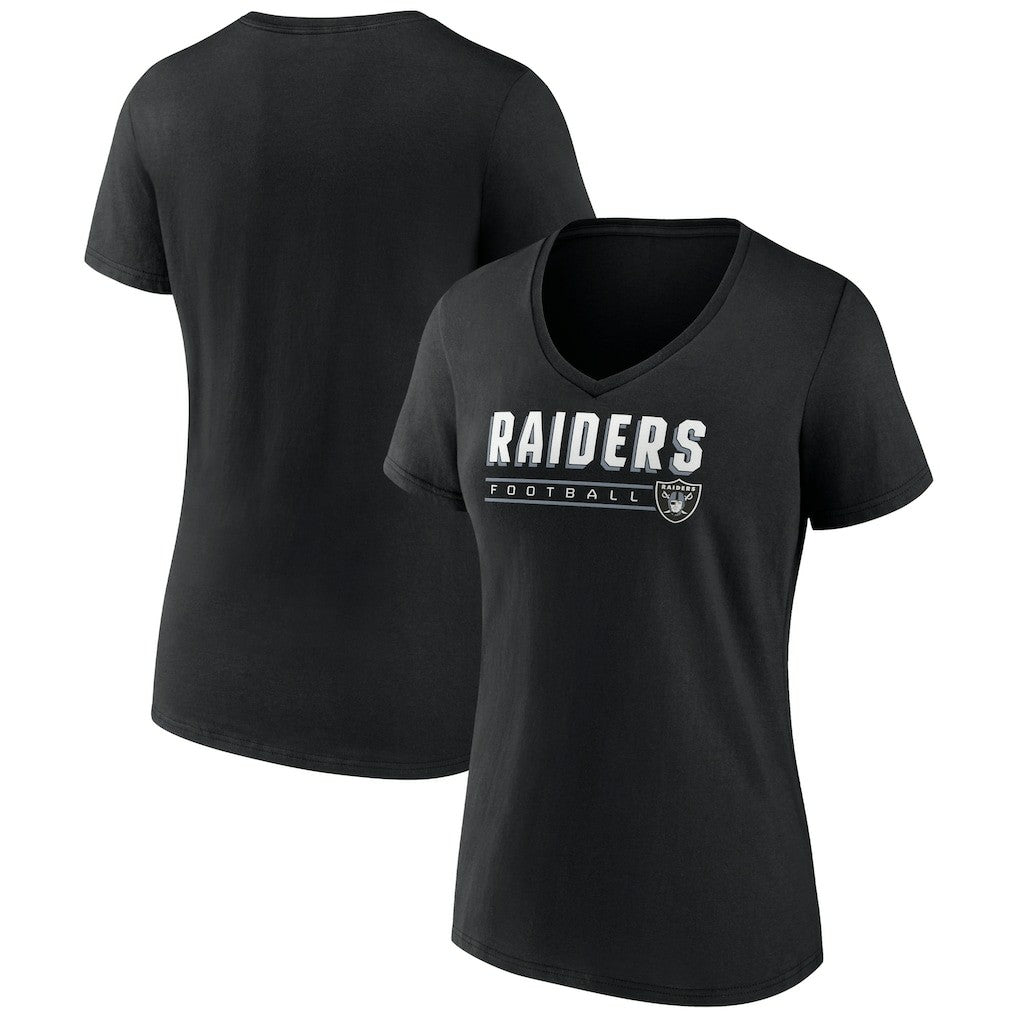 Las Vegas Raiders Women's Primary Play V-Neck T-Shirt - Black on sale