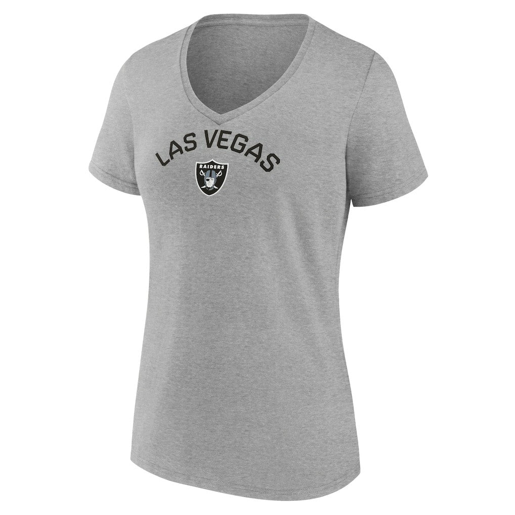 Las Vegas Raiders Women's Team Arc V-Neck T-Shirt - Heather Gray sale