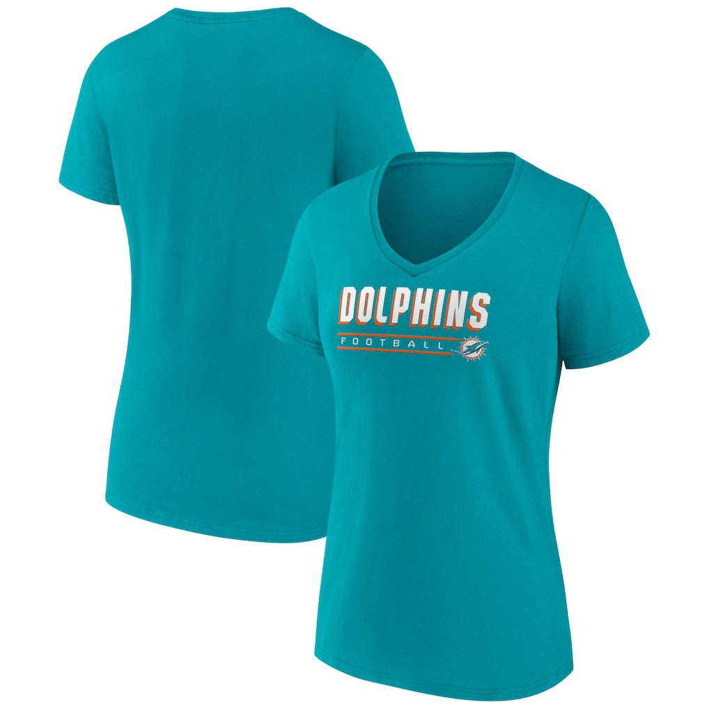 Miami Dolphins Women's Primary Play V-Neck T-Shirt - Aqua discount