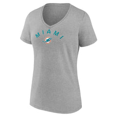 Miami Dolphins Women's Team Arc V-Neck T-Shirt - Heather Gray on sale