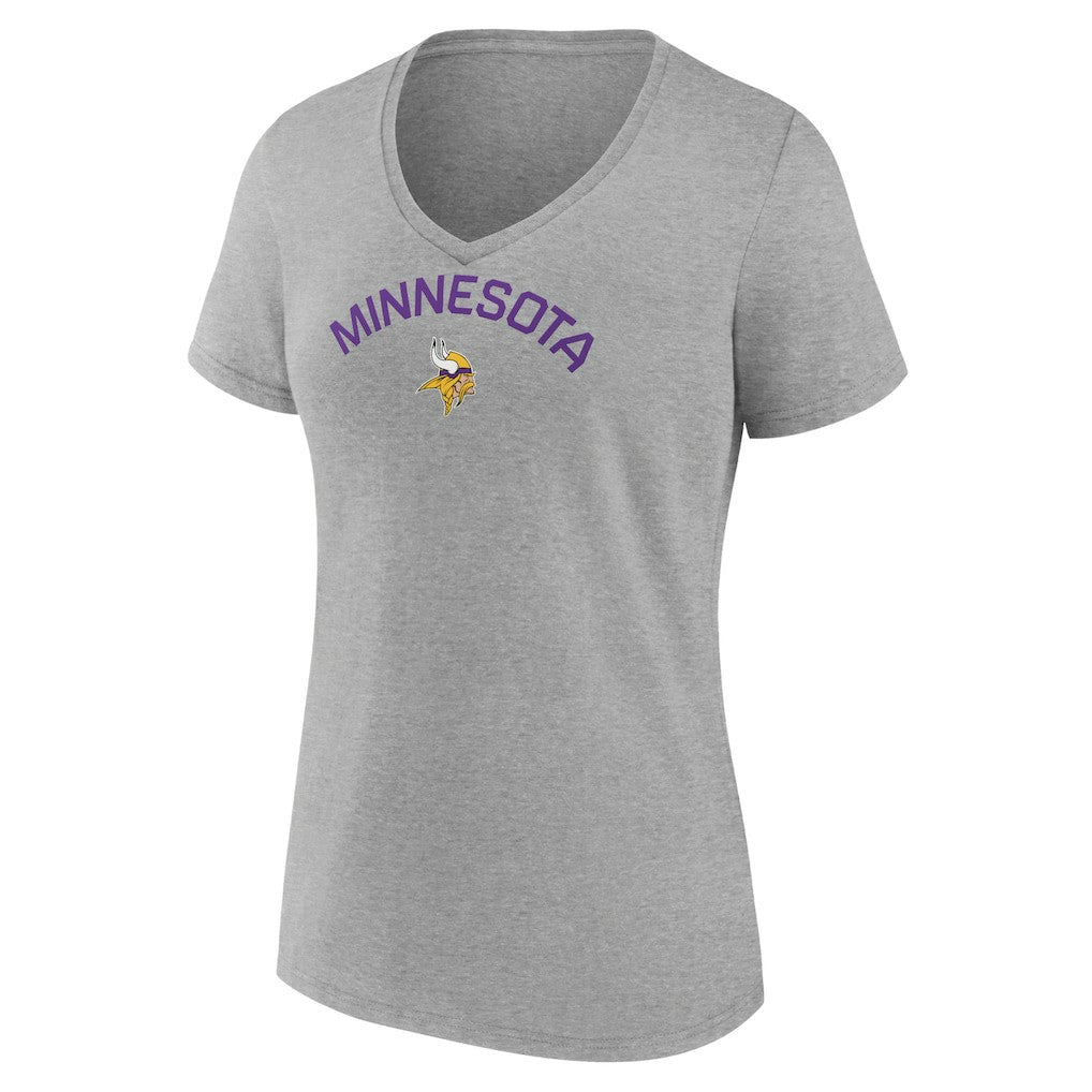 Minnesota Vikings Women's Team Arc V-Neck T-Shirt - Heather Gray cheap