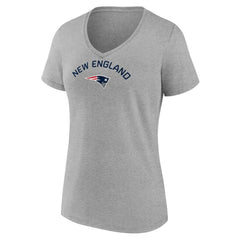 New England Patriots Women's Team Arc V-Neck T-Shirt - Heather Gray discount