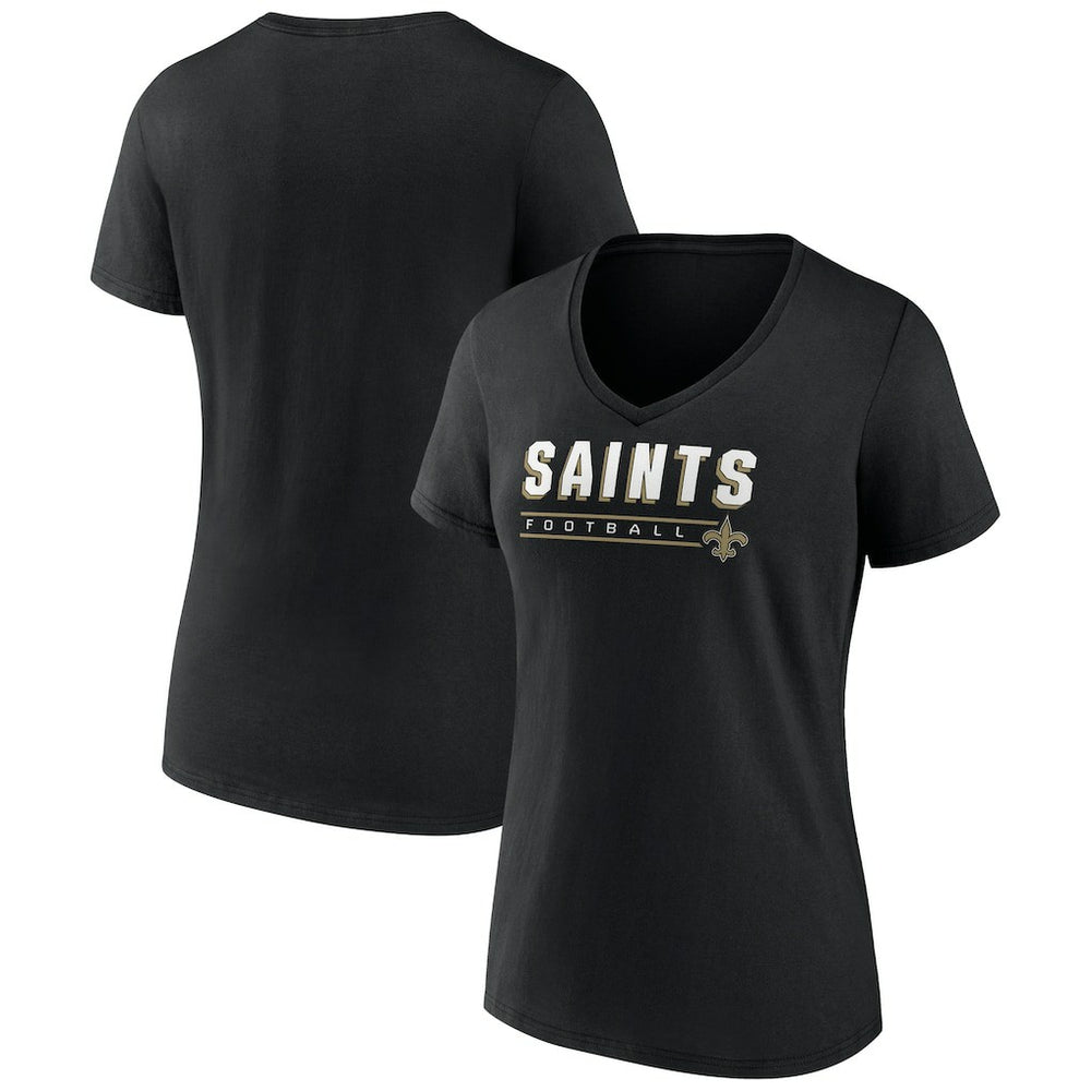 New Orleans Saints Women's Primary Play V-Neck T-Shirt - Black outlet