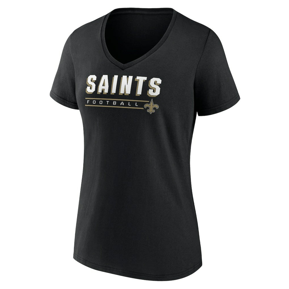 New Orleans Saints Women's Primary Play V-Neck T-Shirt - Black outlet