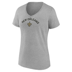 New Orleans Saints Women's Team Arc V-Neck T-Shirt - Heather Gray for sale
