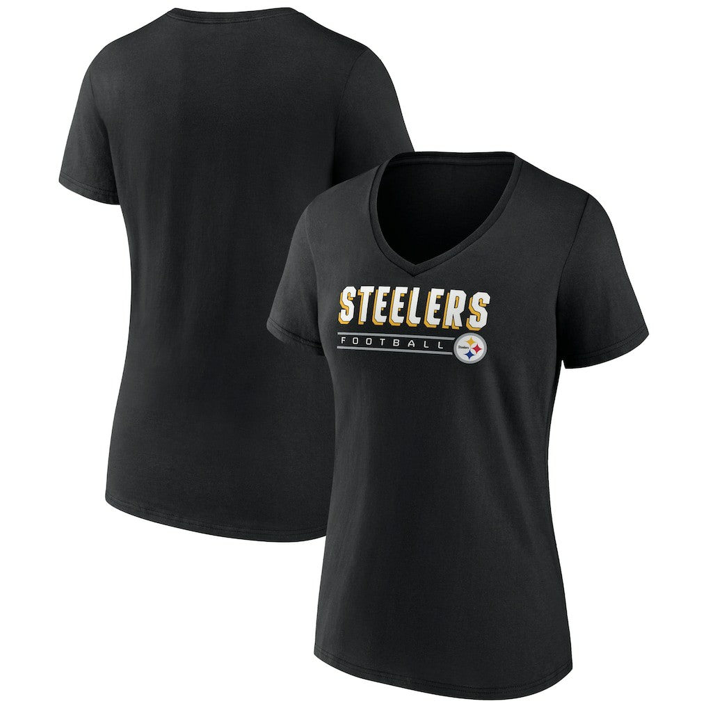 Pittsburgh Steelers Women's Primary Play V-Neck T-Shirt - Black online